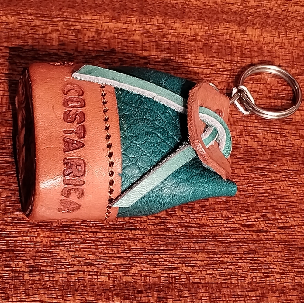 Costa Rica Embossed Leather Keychain - Picture 2 of 12